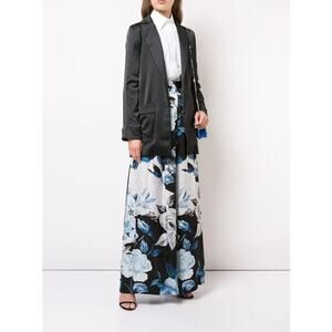 NWT Off-White c/o Virgil Abloh Floral Silk Palazzo Trousers Black  IT 38 US 2